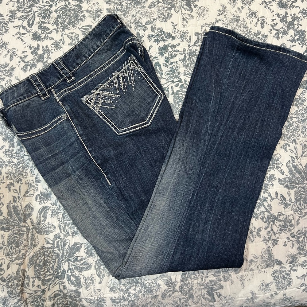 Rock & Roll boot cut jeans with embellished pockets